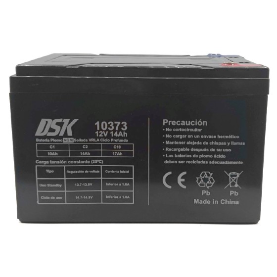 Batería 12V 14Ah DSK vehículo eléctrico - Motosapollo.com