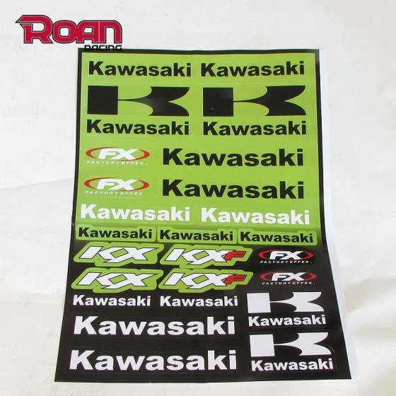 Pliego pegatinas Kawasaki 47x32 cm - Motosapollo.com