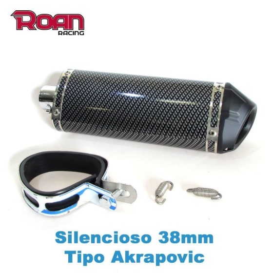 Silencioso Pit bike 38mm Carbono - Motosapollo.com