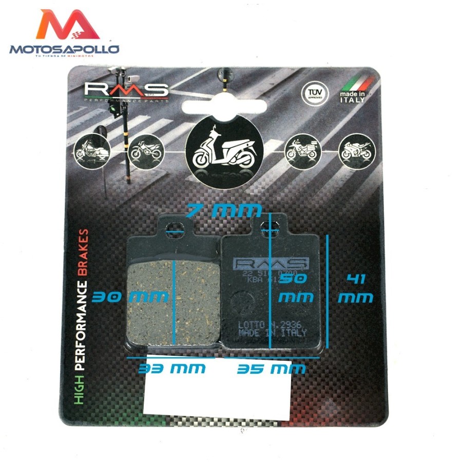 Pastillas freno BG110 RMS Buggy Motosapollo.com