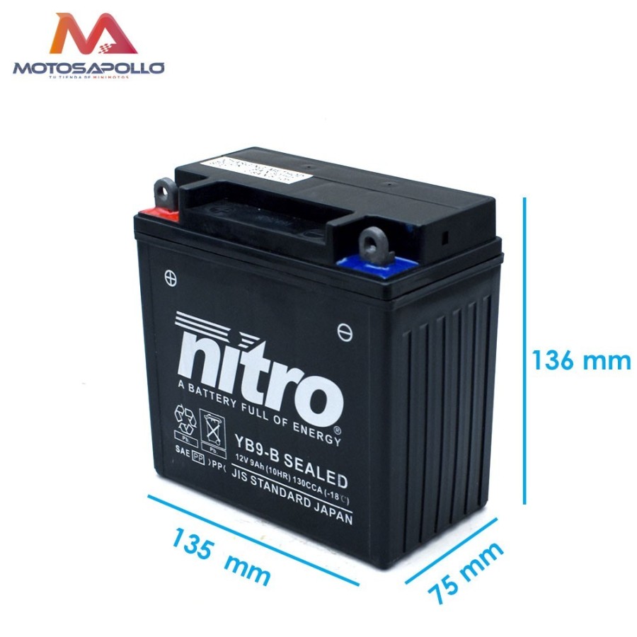 Batería AGM gel 12V-9Ah Nitro Motosapollo.com