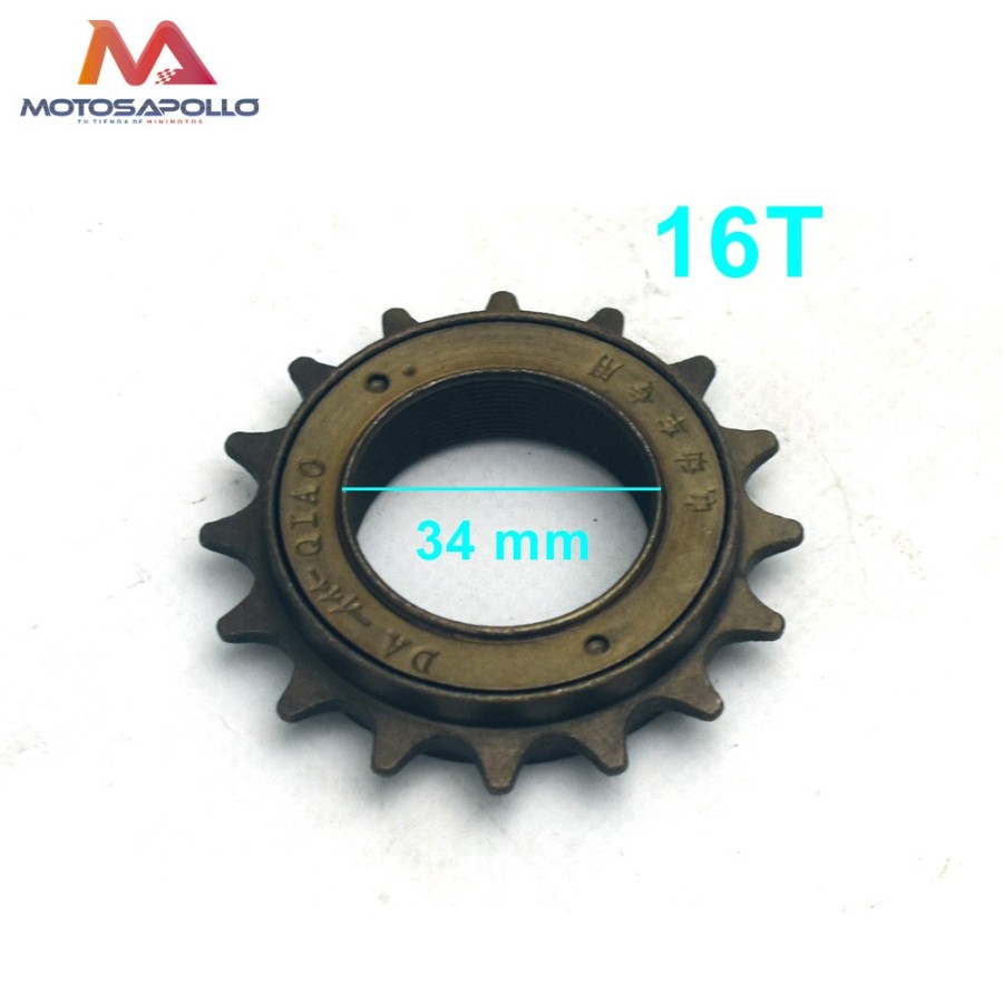 Piñon libre 16T kart pedal-Motosapollo.com