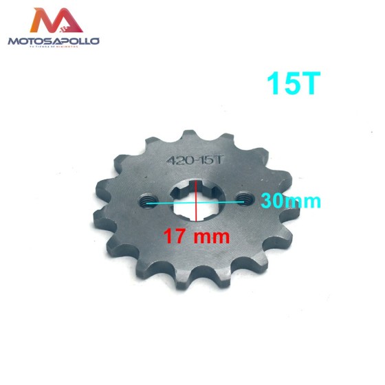 Piñon salida 420 15T 17mm pit bike - Motosapollo.com 2
