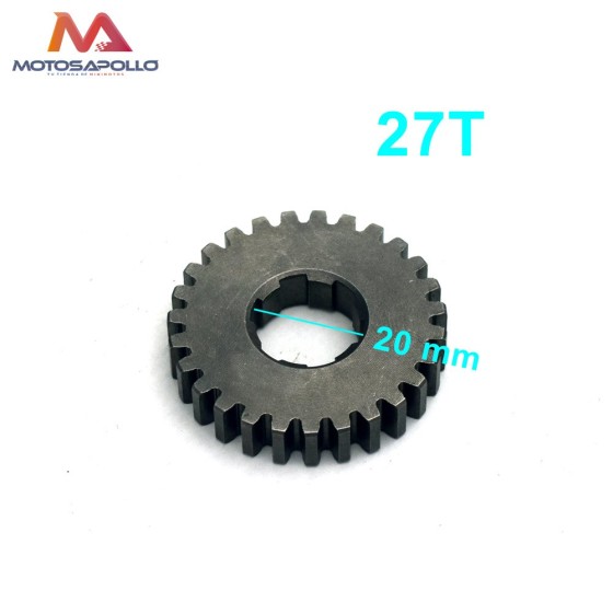 Piñon caja cambio secundario 27T 20mm Pit bike - Motosapollo.com 2