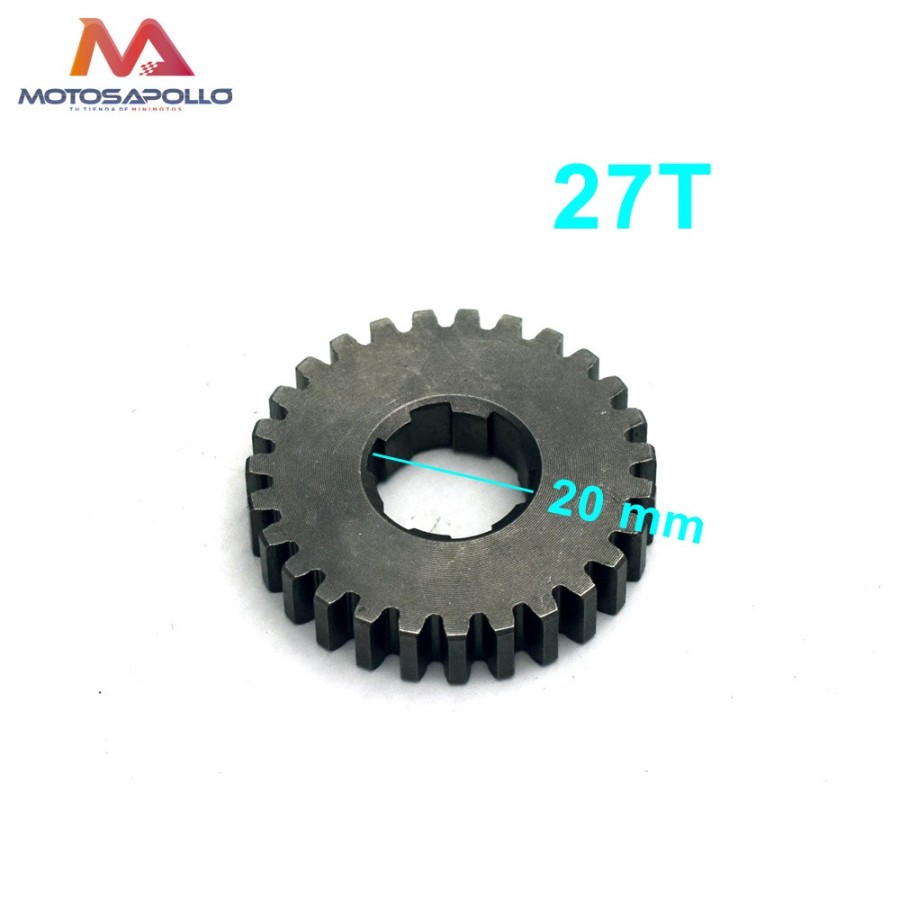 Piñon caja cambio secundario 27T 20mm Pit bike - Motosapollo.com