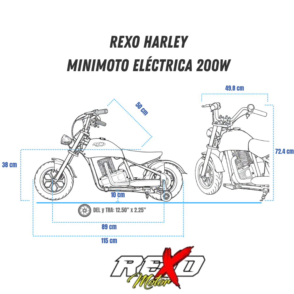medidas Mini Harley eléctrica infantil