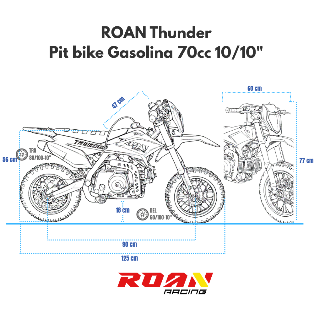 medidas Pit bike 70cc Roan Thunder 10/10