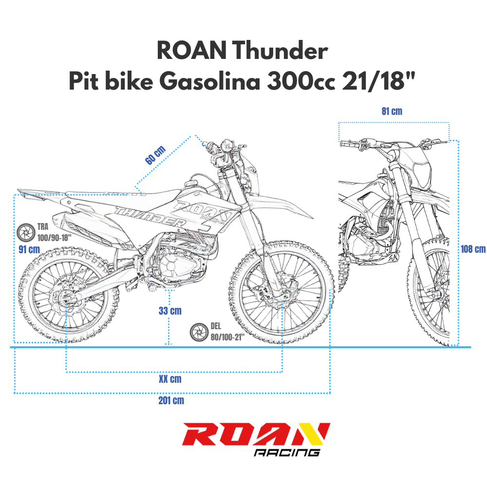 medidas Pit Bike Apollo Thunder 300cc 21/18