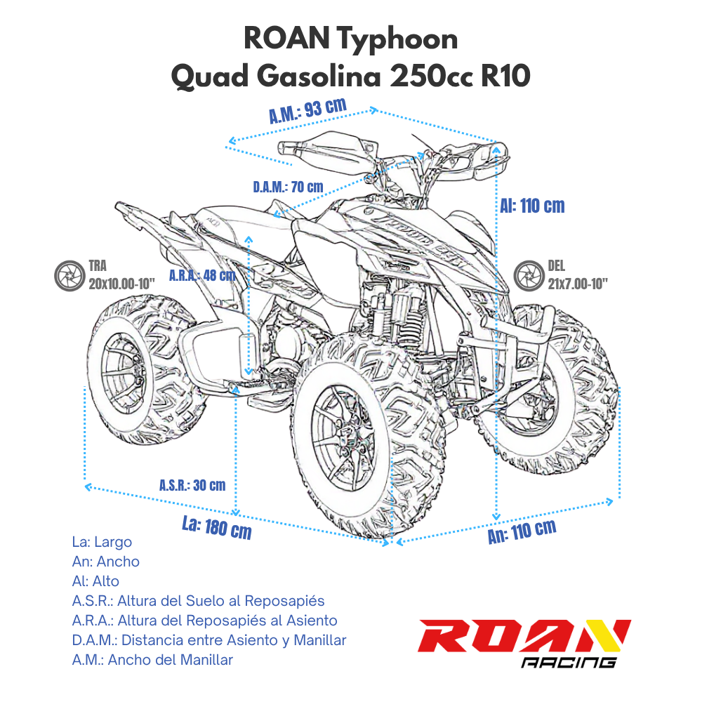 medidas Quad 250cc Roan Typhoon R10