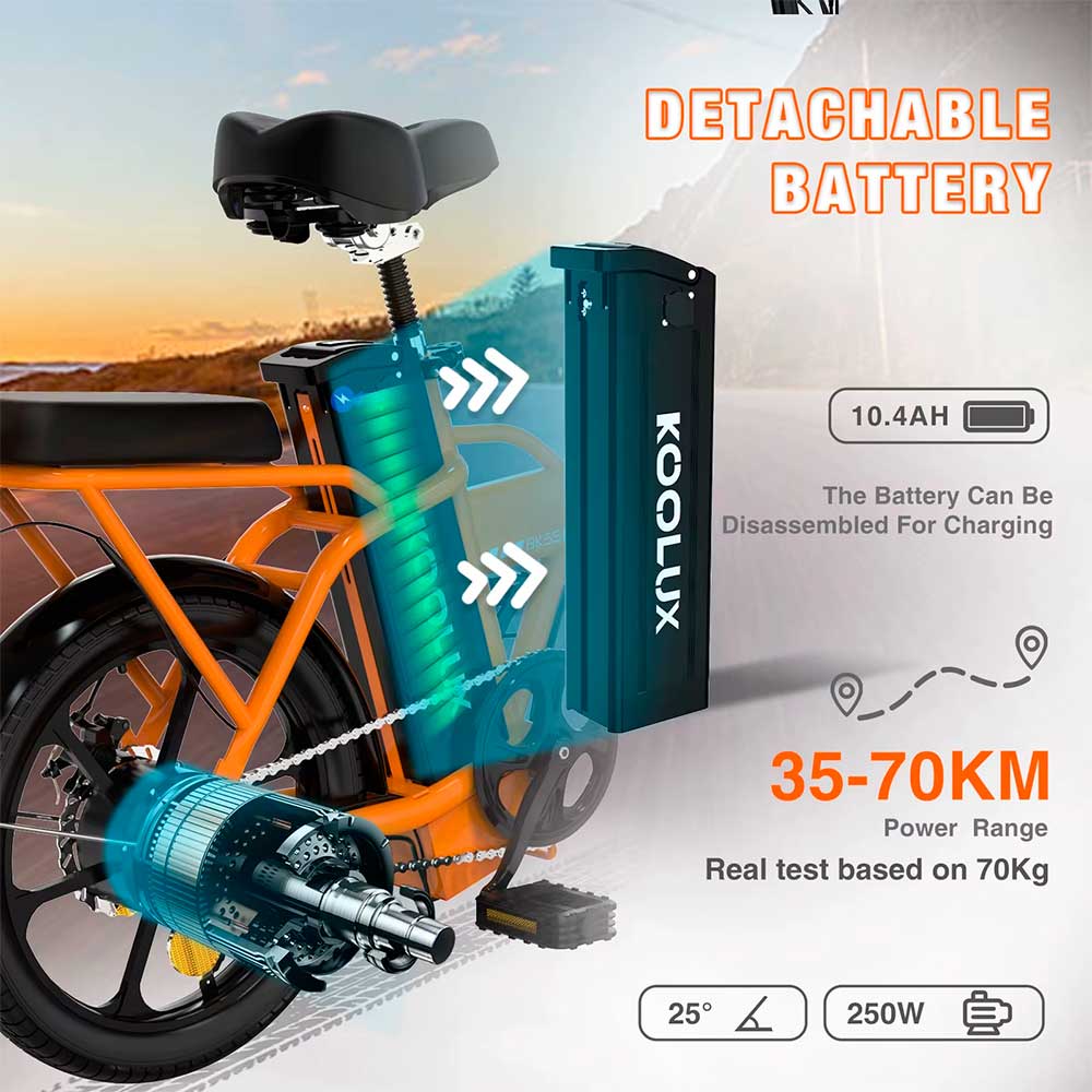 batería Bicicleta eléctrica plegable KOOLUX BK5S 250W 36V 10.4Ah